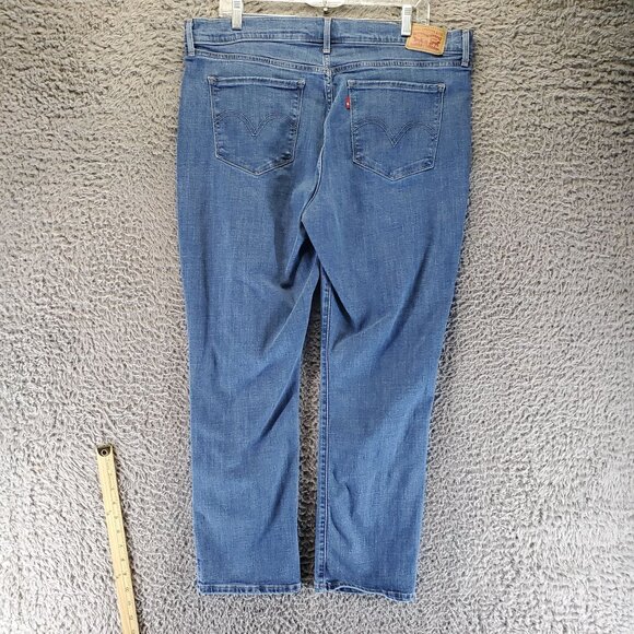 Levis Jeans Womens 33 16 Short Blue Classic Straight Denim Mid Rise - Picture 1 of 12